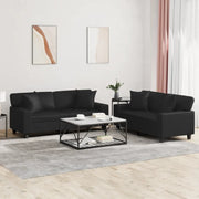 Set di Divani 2 pz con Cuscini Nero in Similpellecod mxl 104204