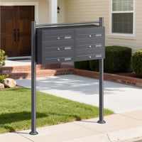 Cassetta postale condominiale autoportante, 6 posti, antracite, 945 x 270 x 1200 mm, 2 moduli