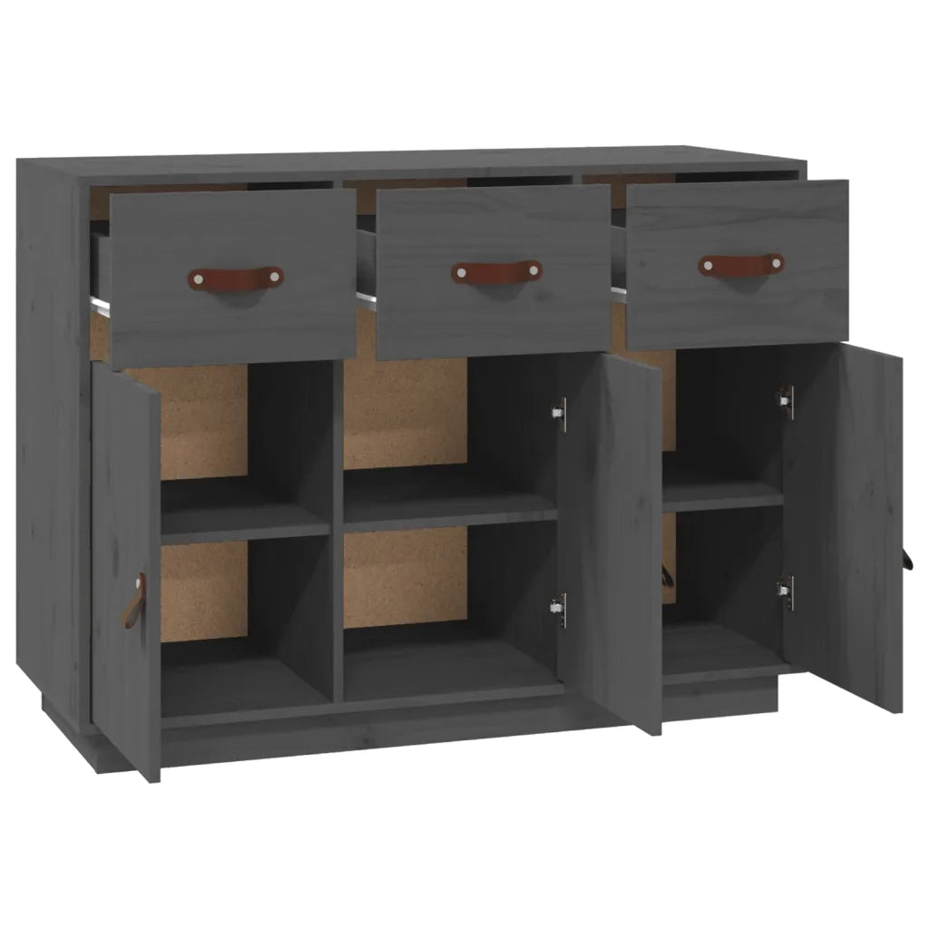 Credenza-Buffet-Armadio da cucina Grigia 100x40x75 cm in Legno Massello di Pino 417066