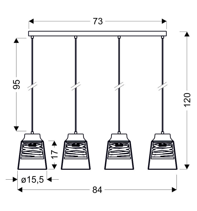 Lampadario Candellux Fresno 4xE27 nero/trasparente