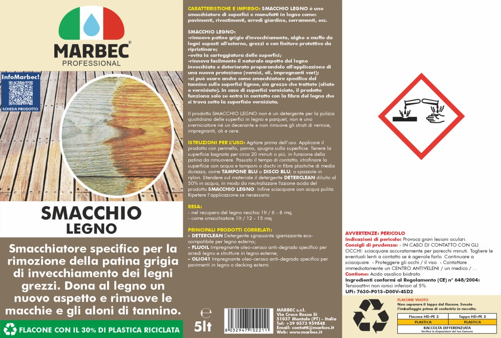 Smacchiare legno SMACCHIO LEGNO   5LTx4Pz