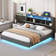 Letto imbottito 160x200 - Xylo - Grigio con USB e LED