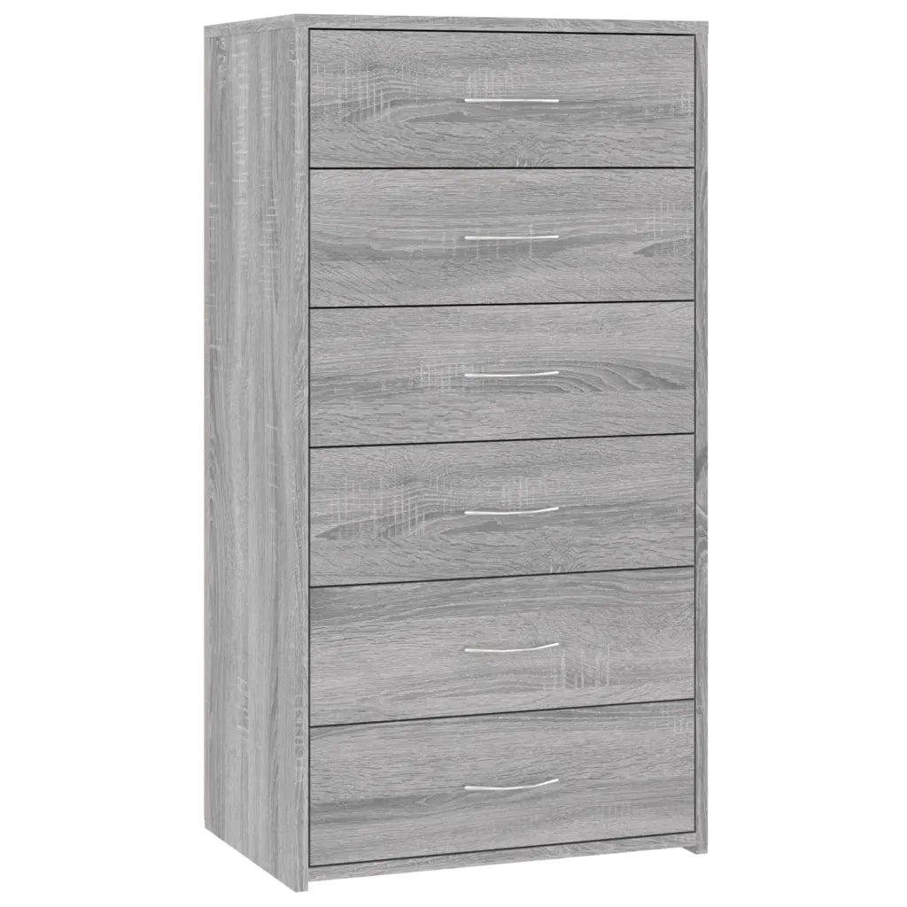Credenza 6 Cassetti Grigio Sonoma 50x34x96 cm Legno Multistrato cod mxl 22620