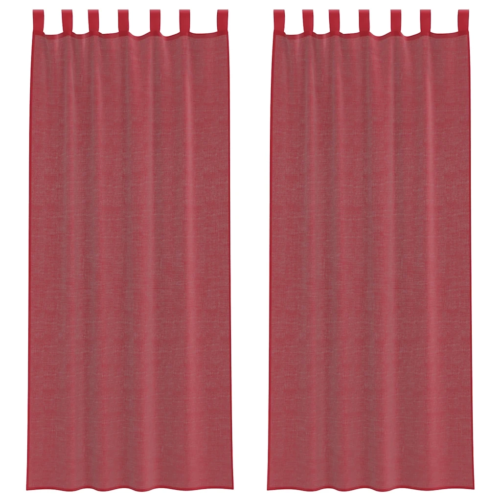 vidaXL Tende in Voile con Tasche per Aste 2 pz Rosso Vino