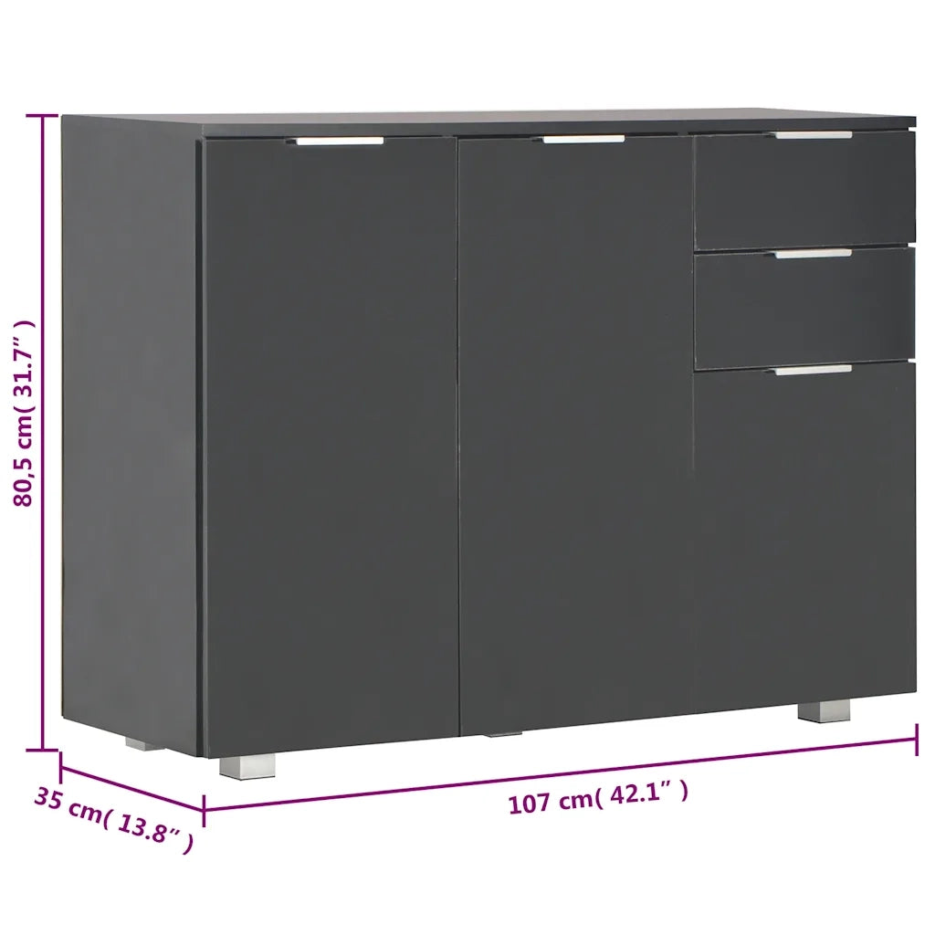 Credenza | Madia | Buffet da pranzo | Armadio da pranzo Nero Lucido 107x35x80,5 cm