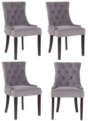 Set 4 poltrone pranzo Aberdeen in velluto grigio,antico
