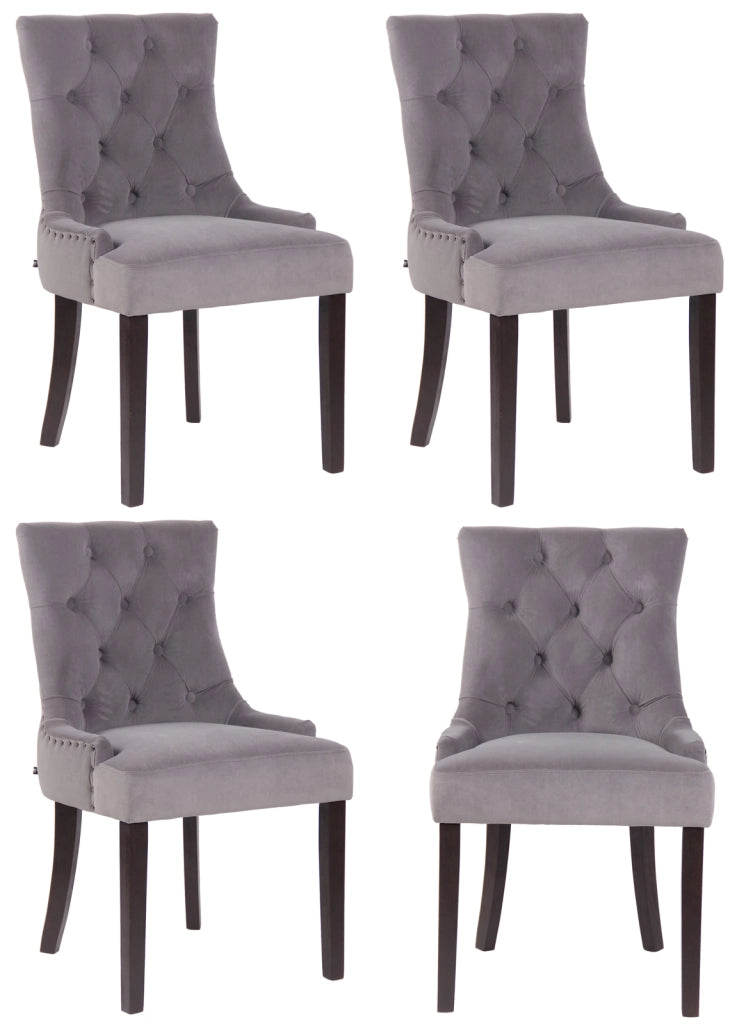 Set 4 poltrone pranzo Aberdeen in velluto grigio,antico