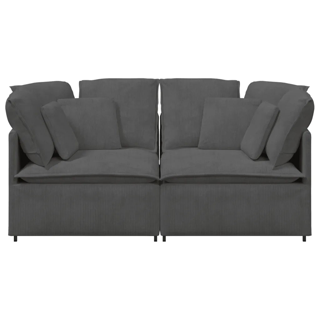 Divano Modulare con Cuscini in Tessuto a Coste Grigio Scuro 3321258