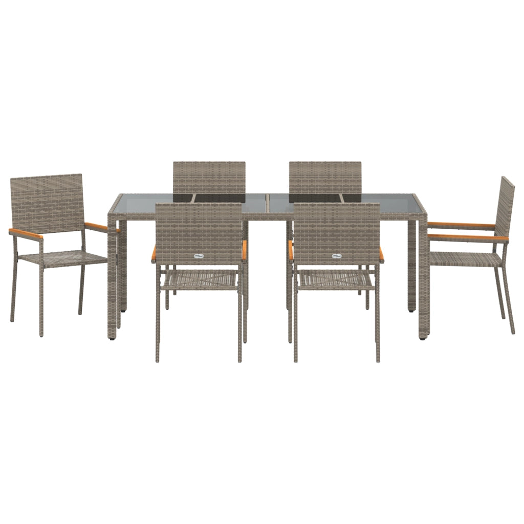 Set da Pranzo da Giardino 7 Pezzi  Grigio Polyrattan