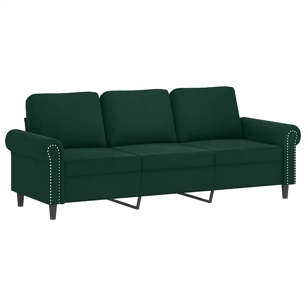 Set di Divani 3 pz con Cuscini Verde scuro in Velluto