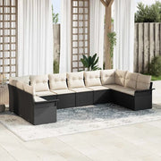Set Divano da Giardino con cuscino 10 pcs Nero polyrattan 3345537