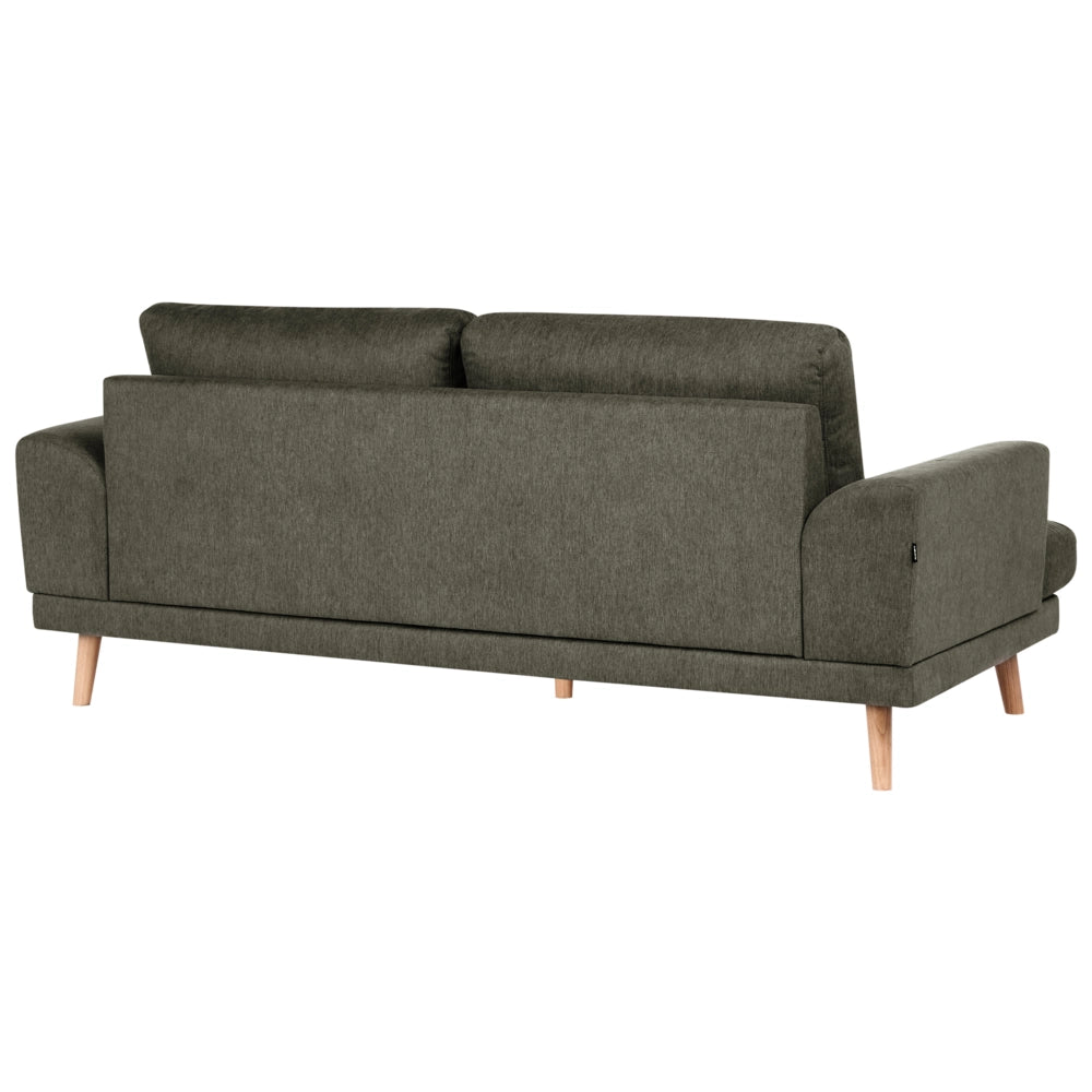 Set da salotto a 4 posti con divano in tessuto e poltrona braccioli svasati in stile moderno verde