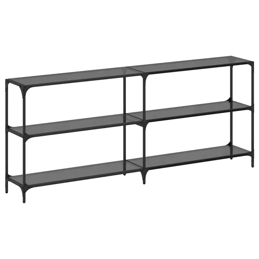 vidaXL Tavolino Consolle con Piano in Vetro Nero 194,5x30x81cm Acciaio