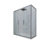 Box doccia 2 ante scorrevoli 80x150 CM H 200 Vetro Trasparente Profilo Silver mod. Glam Duo