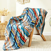 Fleece Deken Ultra Zacht - 150 x 200 cm - Boho Plaid - Deken a Strisce Blu - Leggero - Materiale Flanello