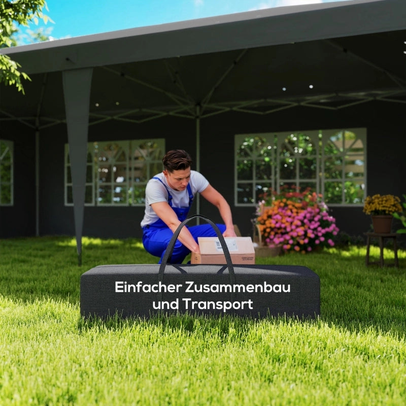 Padiglione circa 3x6m gazebo impermeabile pieghevole con 4 pareti laterali borsa da trasporto con protezione UV per finestre nera