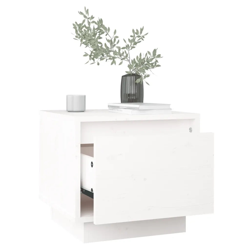 Comodini 2 pz Bianchi 35x34x32 cm in Legno Massello di Pino cod mxl 30786