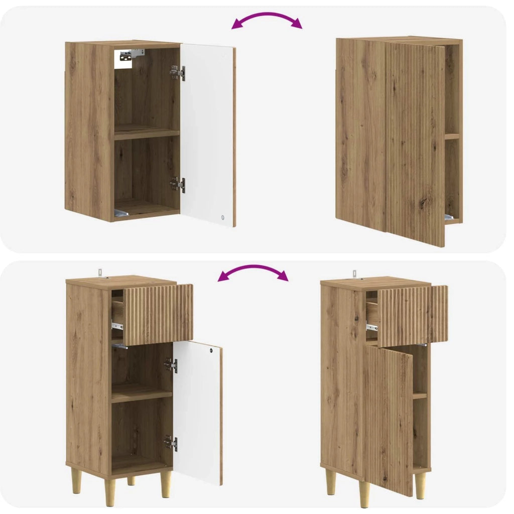 Set di armadietti da bagno in 3 pezzi ARNHEM Rovere Artigianale 3417773
