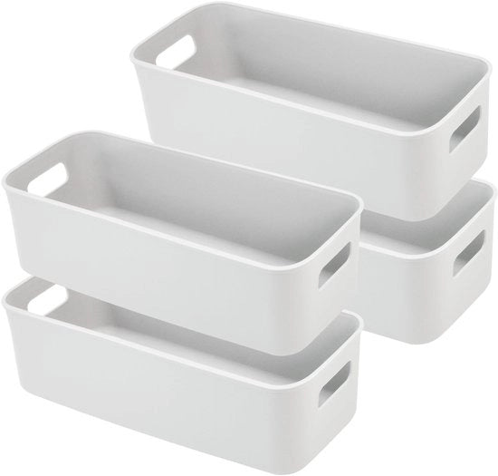 Organizzatore a 4 Compartimenti in Plastica - 30 x 11 x 9,5 cm - Grigio - Organizzatore con Pedane Antiscivolo - Riscaldabile - Borse da Ripristino