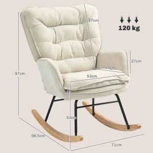 POLTRONA A DONDOLO 71x98,5x97 cm Beige in poliestere