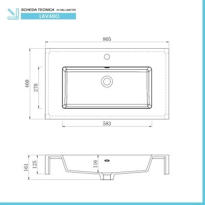 Mobile bagno 80 cm grigio perla lavabo sospeso e specchio LED Iside