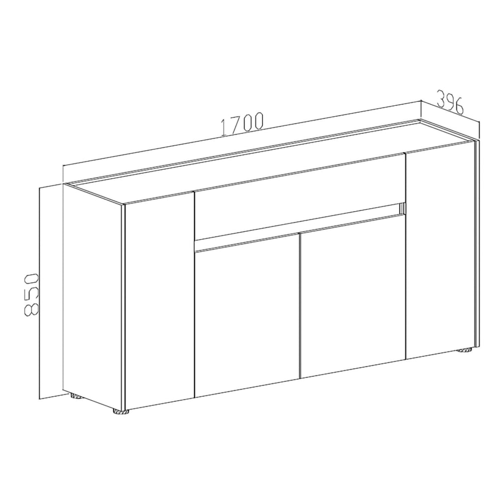 Madia Cirimido, Credenza un Cassetto, 170x40x85h cm Marrone Noce