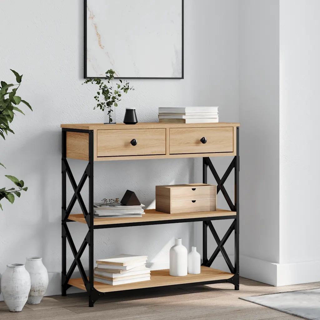 Tavolino Consolle | Tavolo d'Ingresso Rovere Sonoma 75x28x75cm in Legno Multistrato