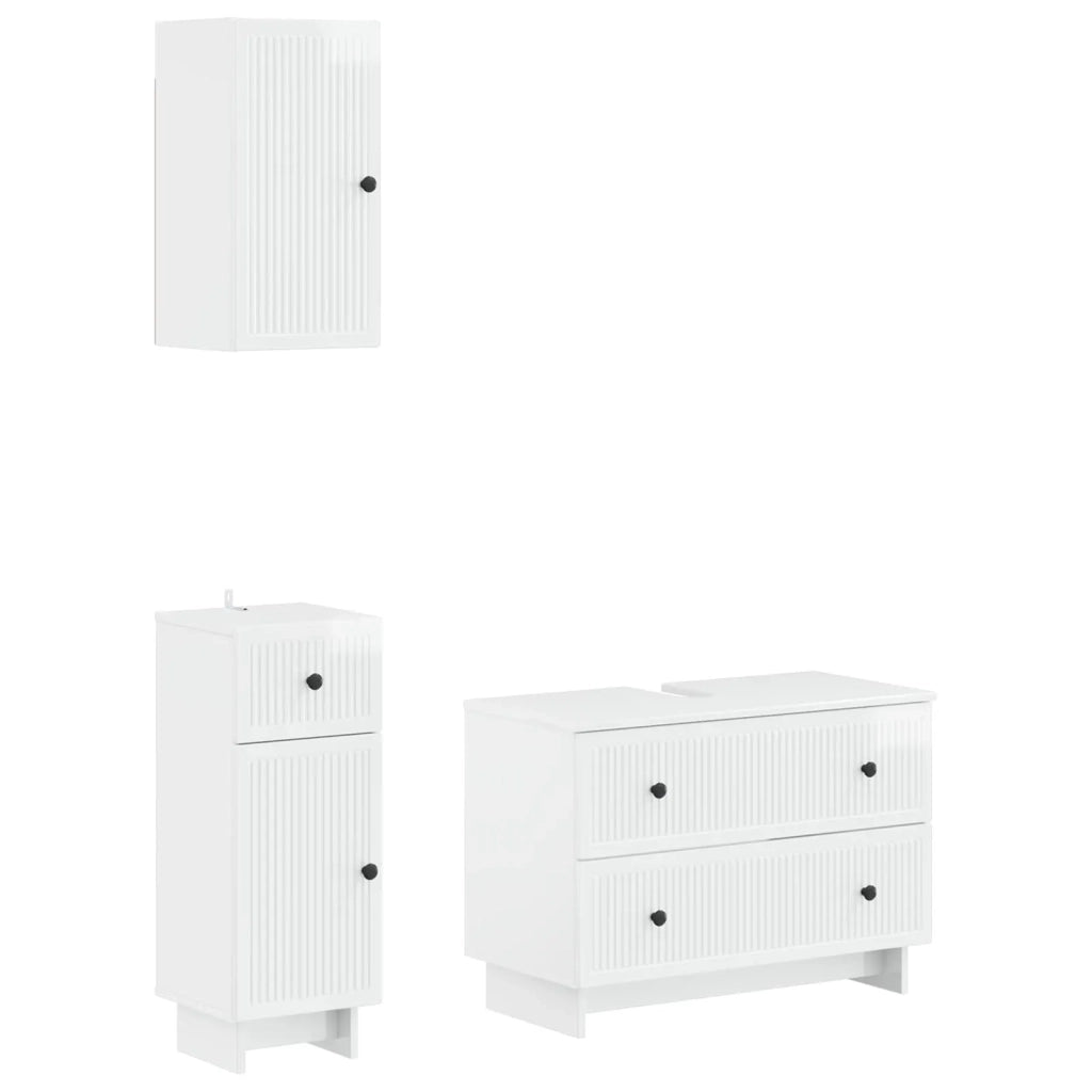 Set di armadietti da bagno in 3 pezzi EDE Bianco Lucido 3417742