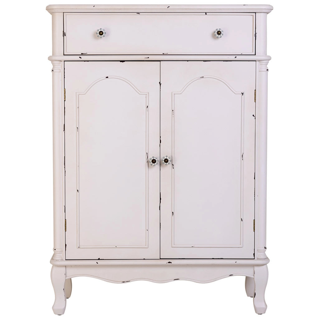 Console in legno bianco con 2 cassetti e 2 porte 80x38x110,5h cm