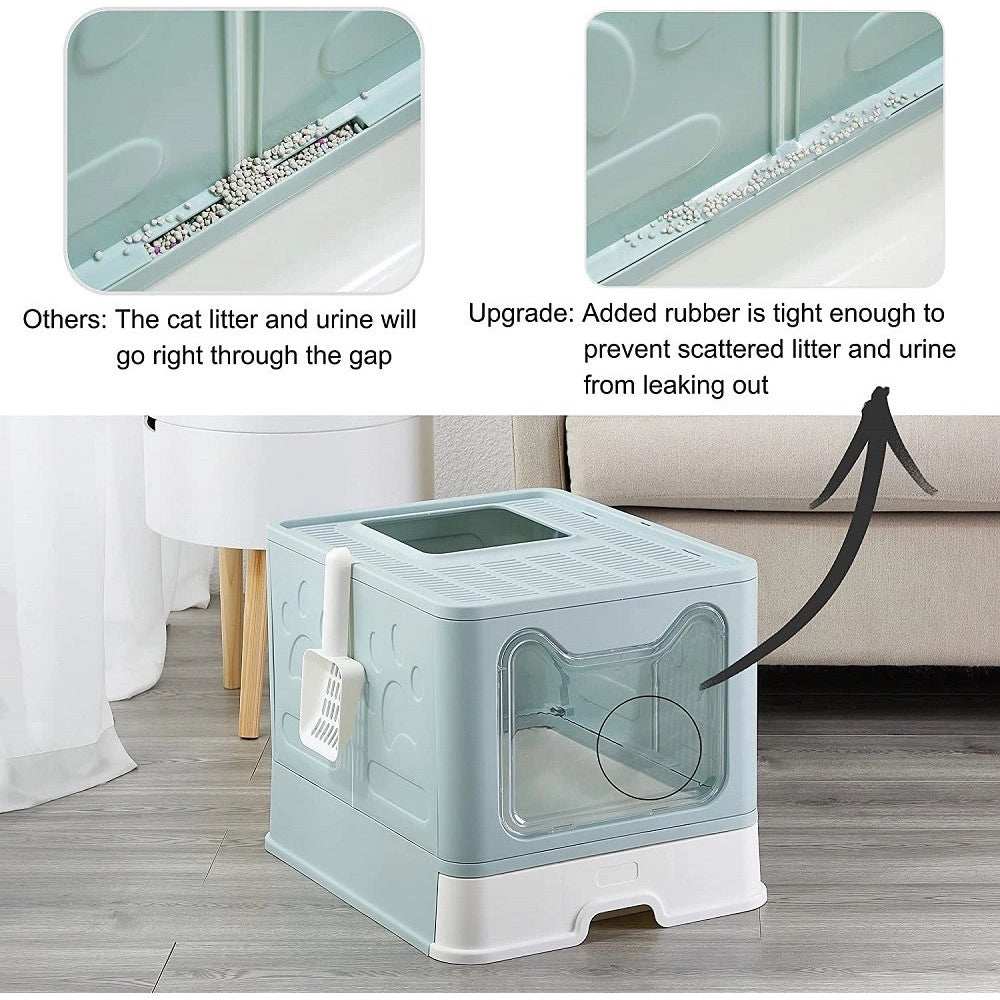 Trade Shop - Lettiera Per Gatti Con Ingresso Dall'alto Coperchio Toilette Paletta In Plastica -