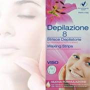 Trade Shop - 8 Strisce Depilatorie Per Viso Pronte All'uso Ceretta Per Donna E Uomo Unisex -