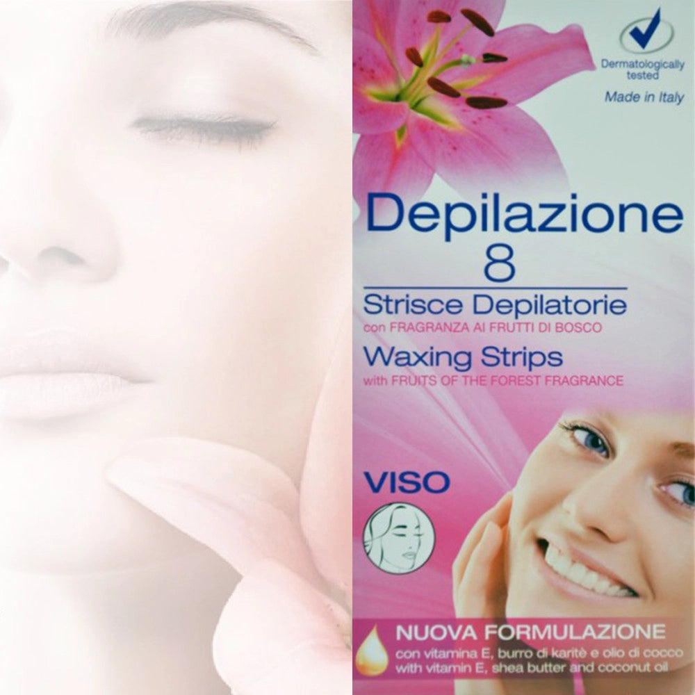 Trade Shop - 8 Strisce Depilatorie Per Viso Pronte All'uso Ceretta Per Donna E Uomo Unisex -