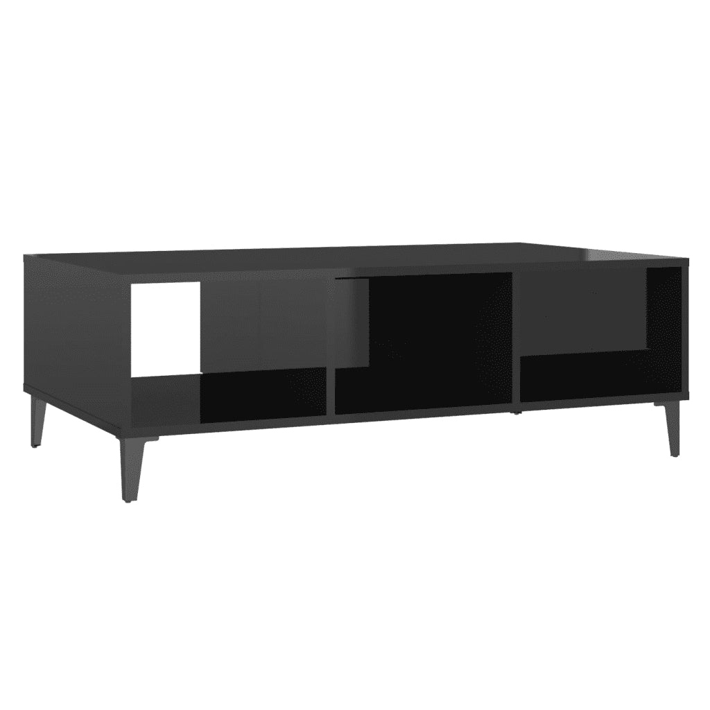 Tavolino da Salotto Nero Lucido 103,5x60x35cm Legno Multistrato 806029