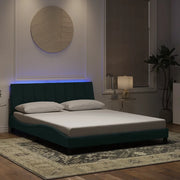 Giroletto con LED senza Materasso Hanko Verde Scuro 160x200 cm in Velluto