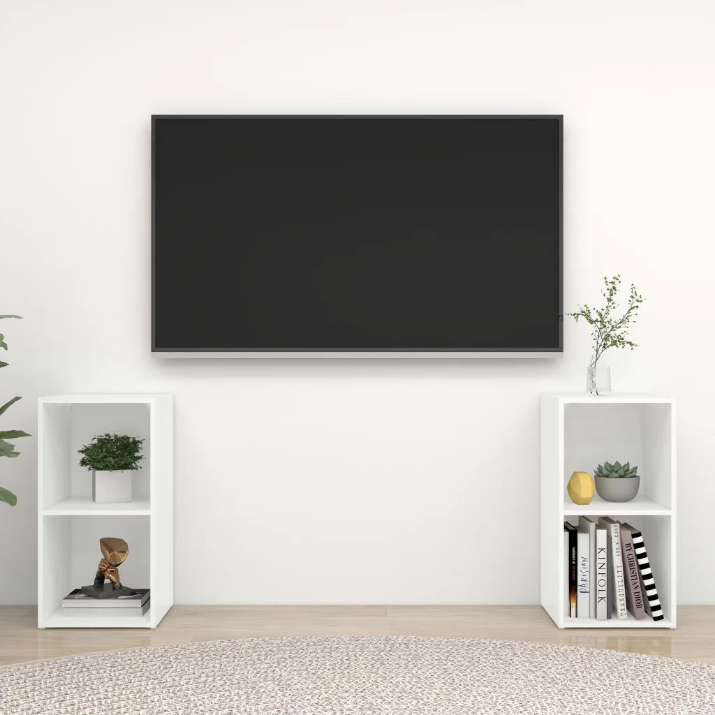 Mobili Porta TV 2 pz Bianco 72x35x36,5 cm in Legno Multistrato cod mxl 19892