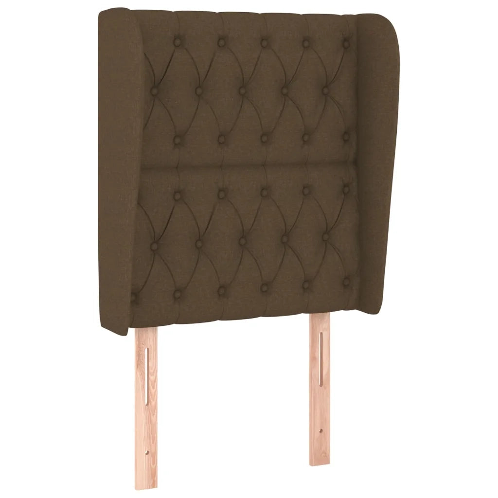 Testiera ad Orecchio-Testata con Orecchie Marrone Scuro 83x23x118/128 cm in Tessuto 734273