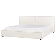 Letto matrimoniale in tessuto bianco sporco con struttura a doghe 180 x 200 cm stile classico camera da letto