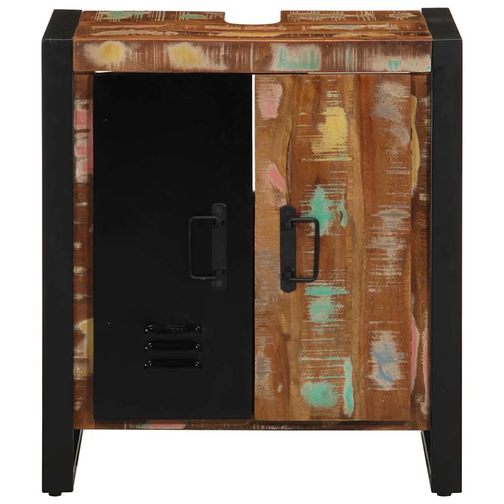 Mobile da Bagno con porta Marrone Legno Recuperato Massello 4013604