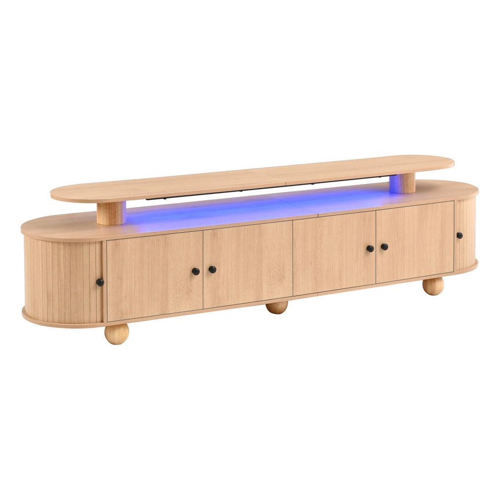 Mobile TV 180x40x48 cm con illuminazione LED ambiente in MDF naturale