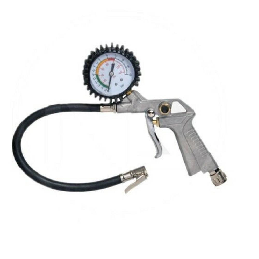 Trade Shop - Pistola Compressore Per Gonfiaggio Pneumatici Con Manometro Gomme Baionetta -