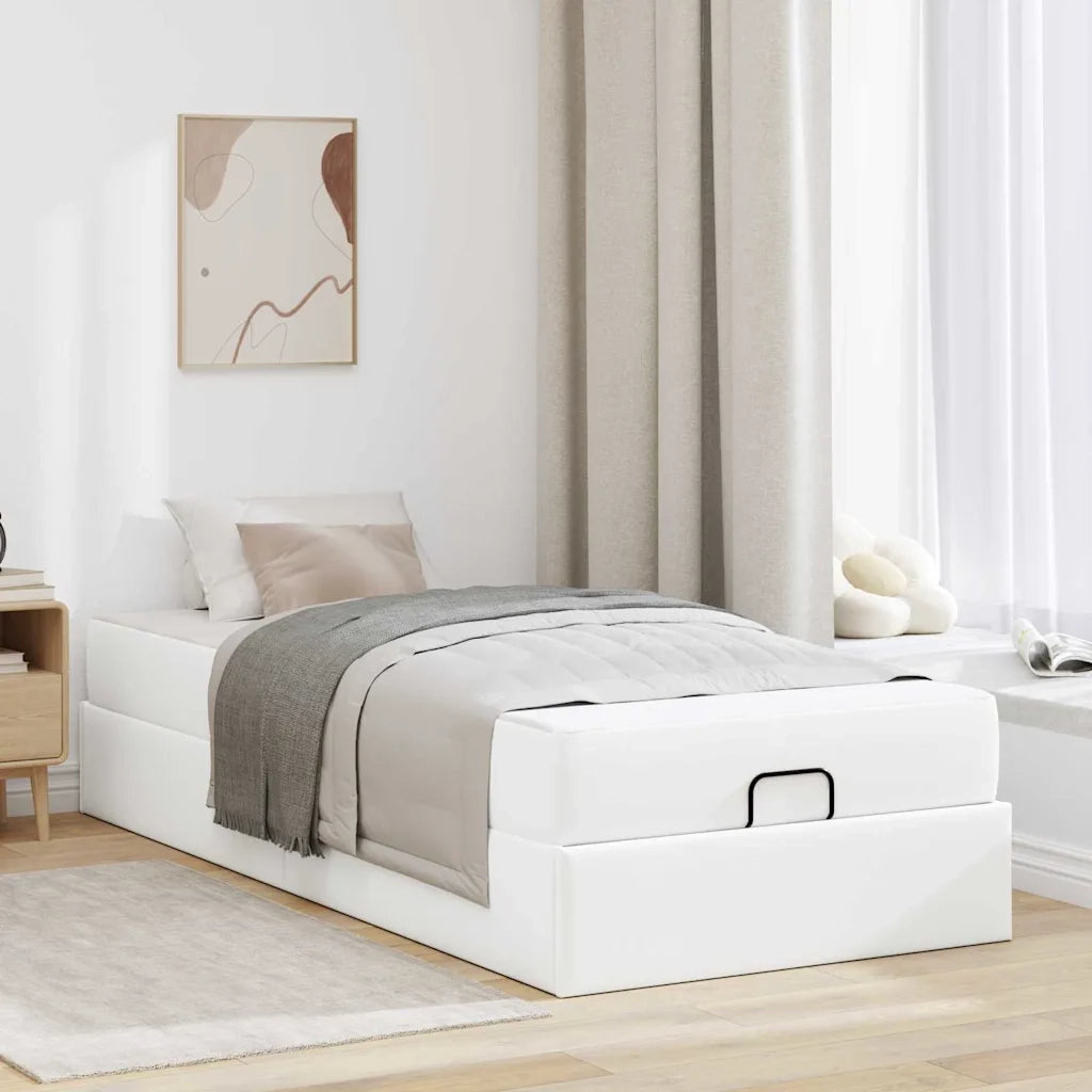 vidaXL Struttura letto con materasso Bianco Puro 90 x 200 cm