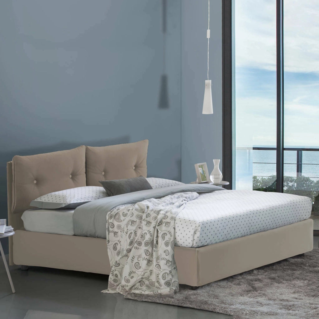 Bacio, Letto Piazza e Mezza Materasso Incluso Made in Italy, Grigio Tortora