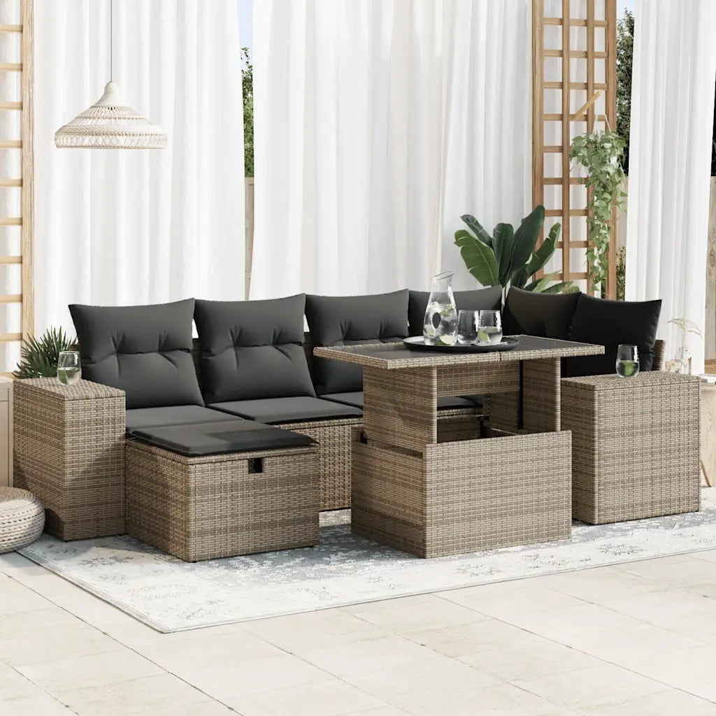 Set Divano da Giardino 8 pz con Cuscini Grigio in Polyrattan 3327940