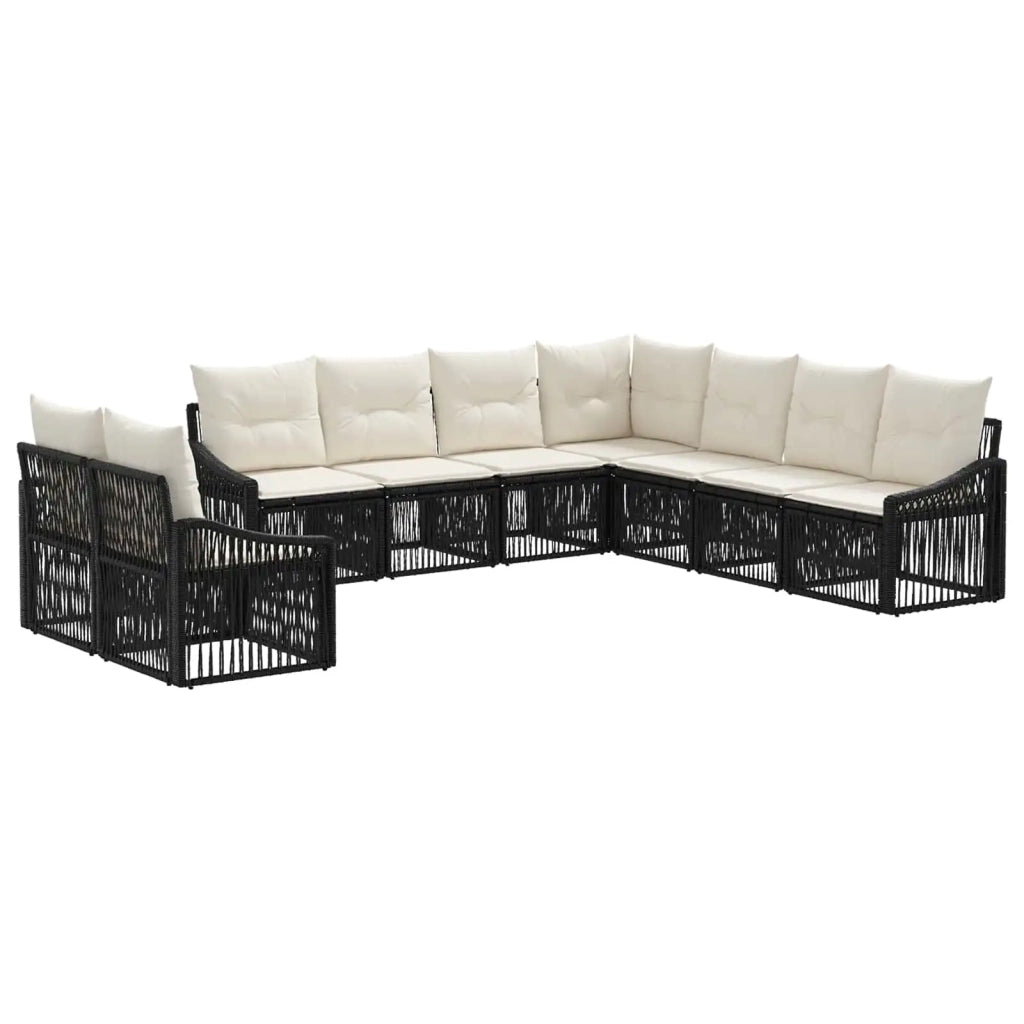 Set Divano da Giardino 9 pcs Nero polyrattan 3436045
