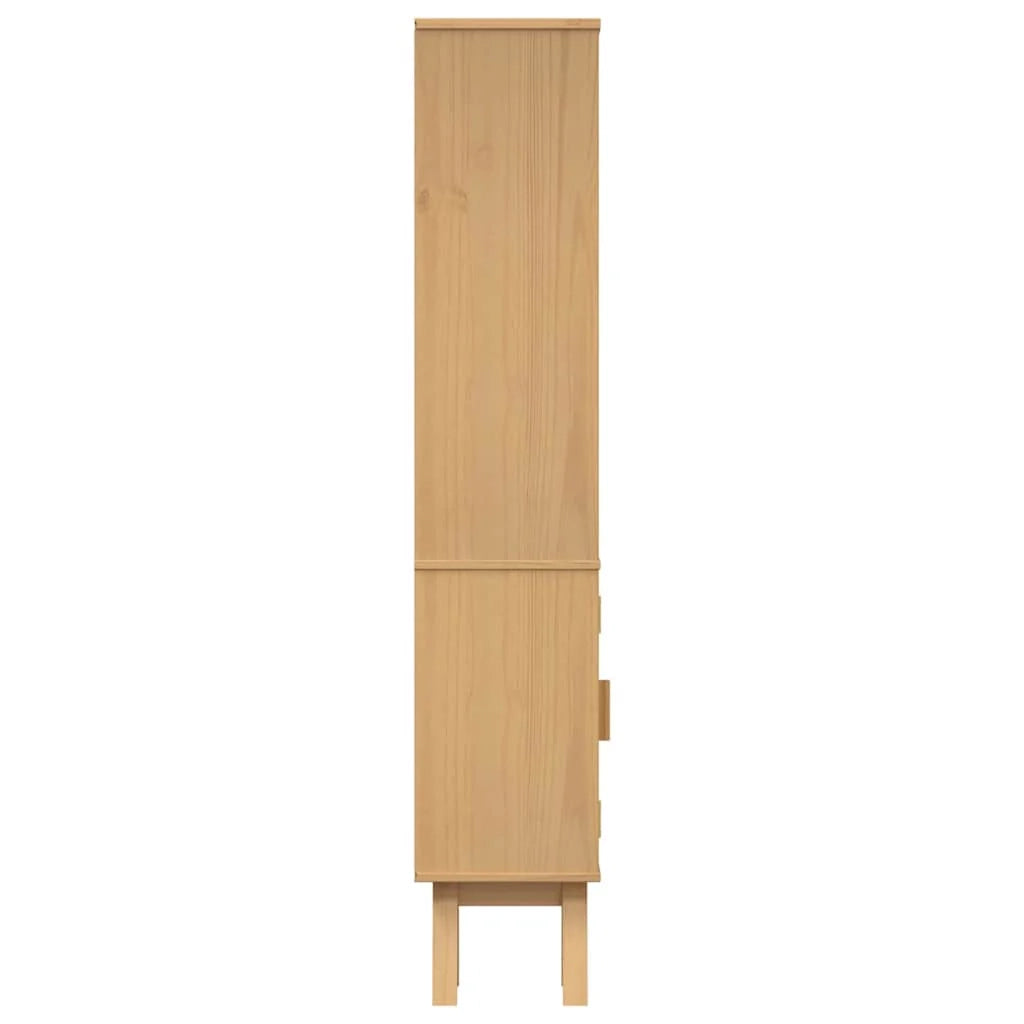 Mobiletto da bagno moderno con vano portaoggetti verticale 35 x 30 x 159 cm in legno massello di pino marrone 02_0058496
