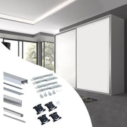 Kit di ferramenta per armadio a 2 ante e chiusura ammortizzata Placard 74, profilo Wave, spessore 16 mm, pannelli non ..