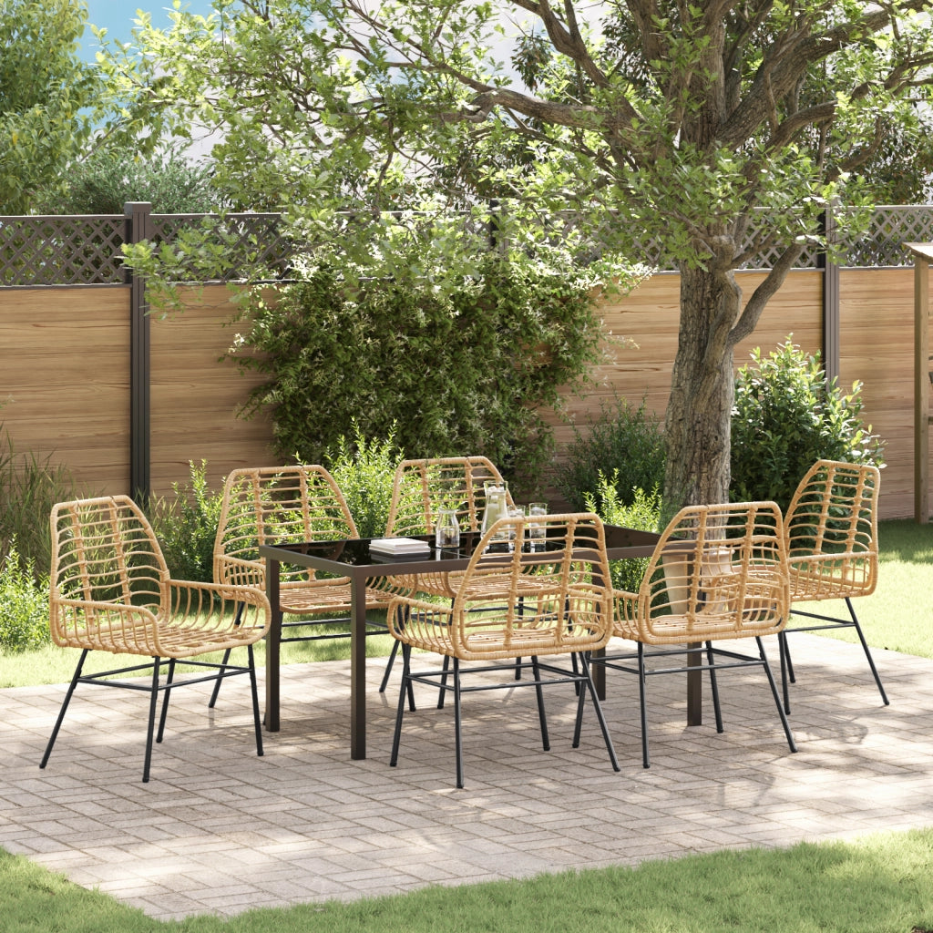 Set da pranzo da giardino 7 pezzi marrone polyrattan