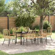 Set da pranzo da giardino 7 pezzi marrone polyrattan