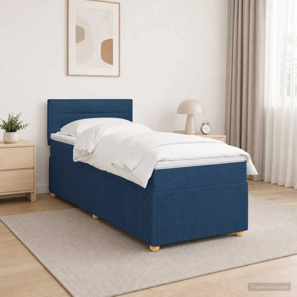 Letto box spring con materasso Blu 100 x 200 cm Tessuto 3452861