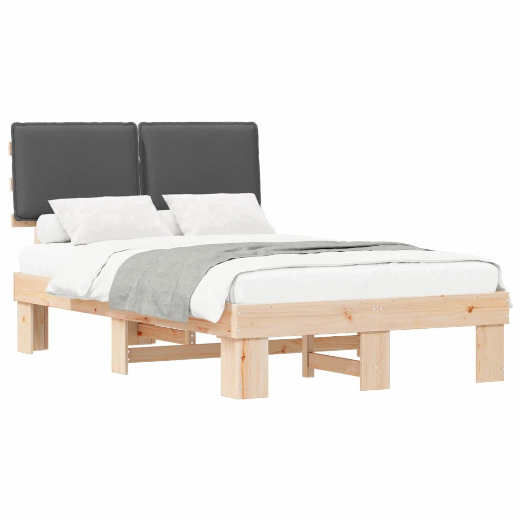 Letto con Testiera Rivestita Grigio scuro 120 x 190 cm